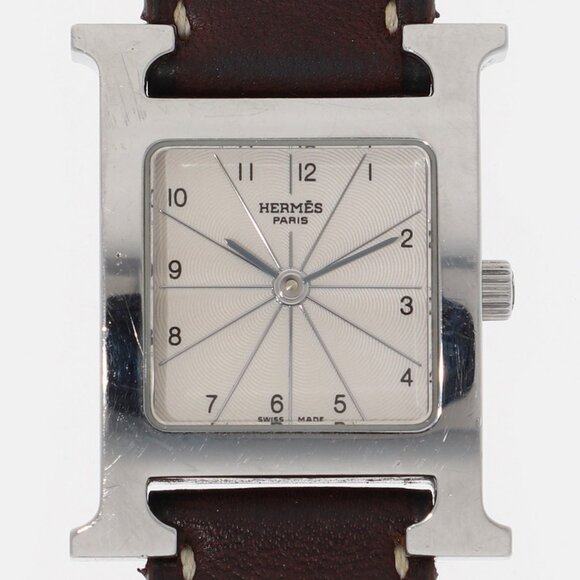 WATCH HERMES HH1.210 H watch Ivory SS/leather QZ - Picture 1 of 7